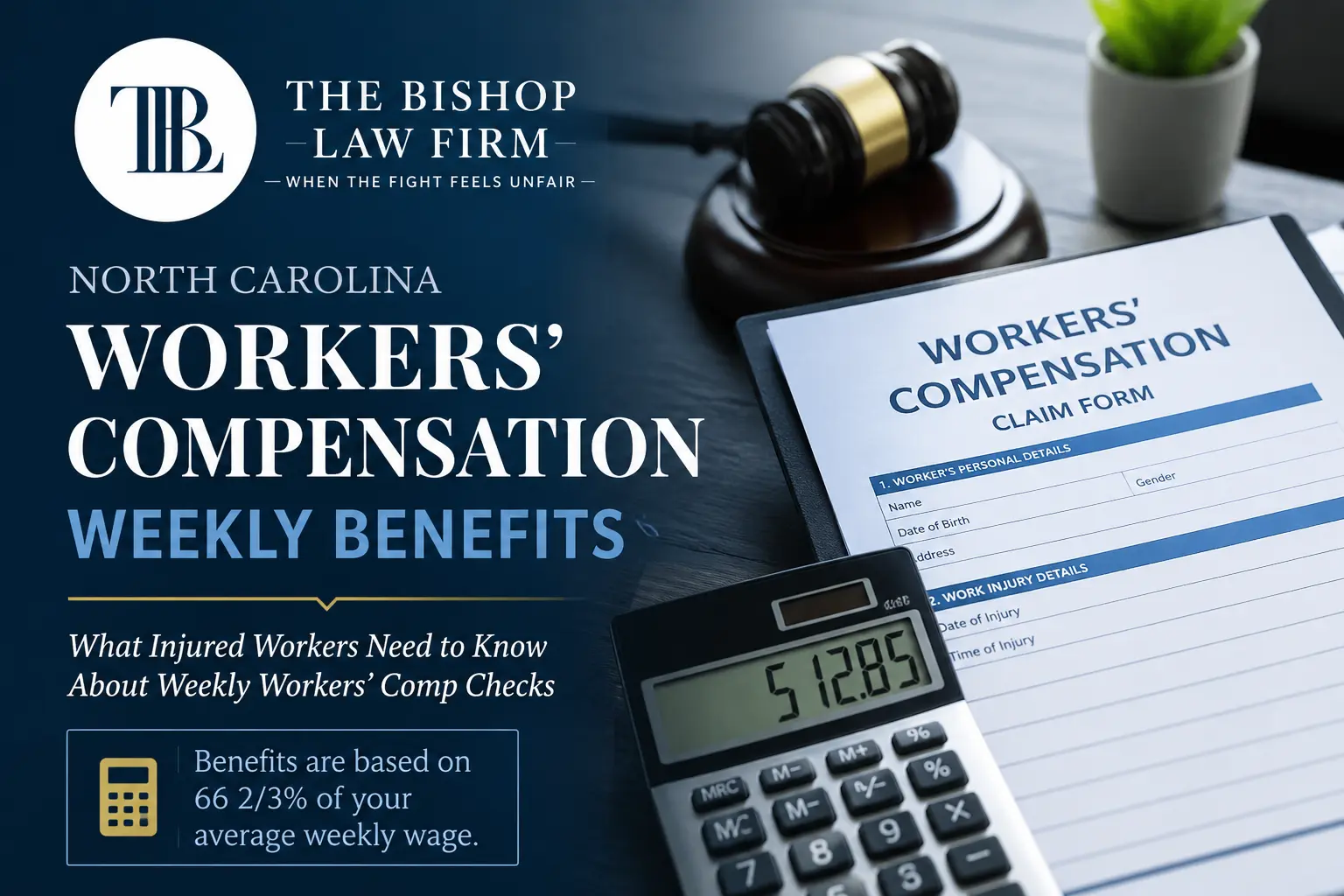 North Carolina workers’ compensation weekly benefits information from The Bishop Law Firm
